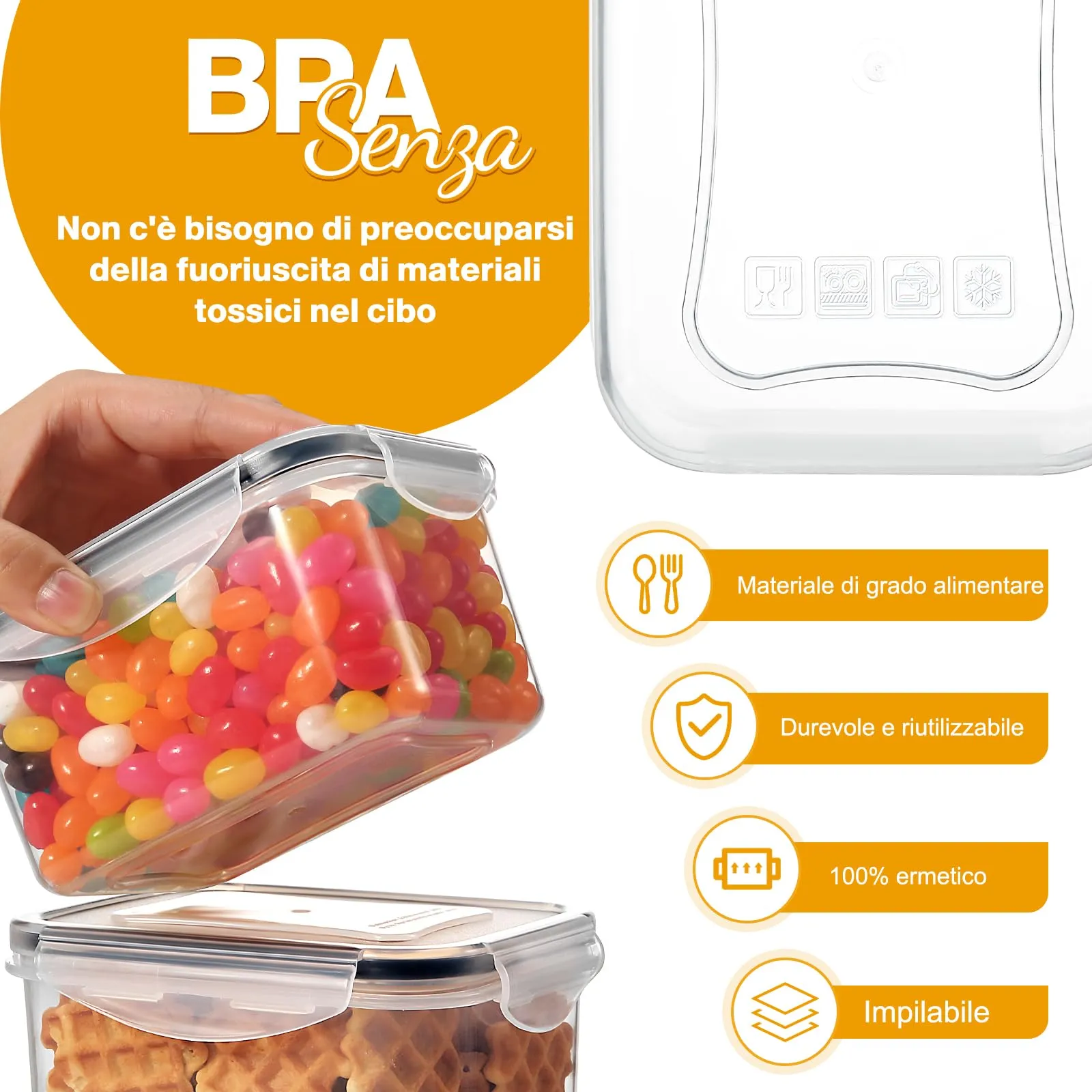YASHE Contenitori Ermetici per Alimenti in Plastica Senza BPA, 20 Pezzi - immagine 2