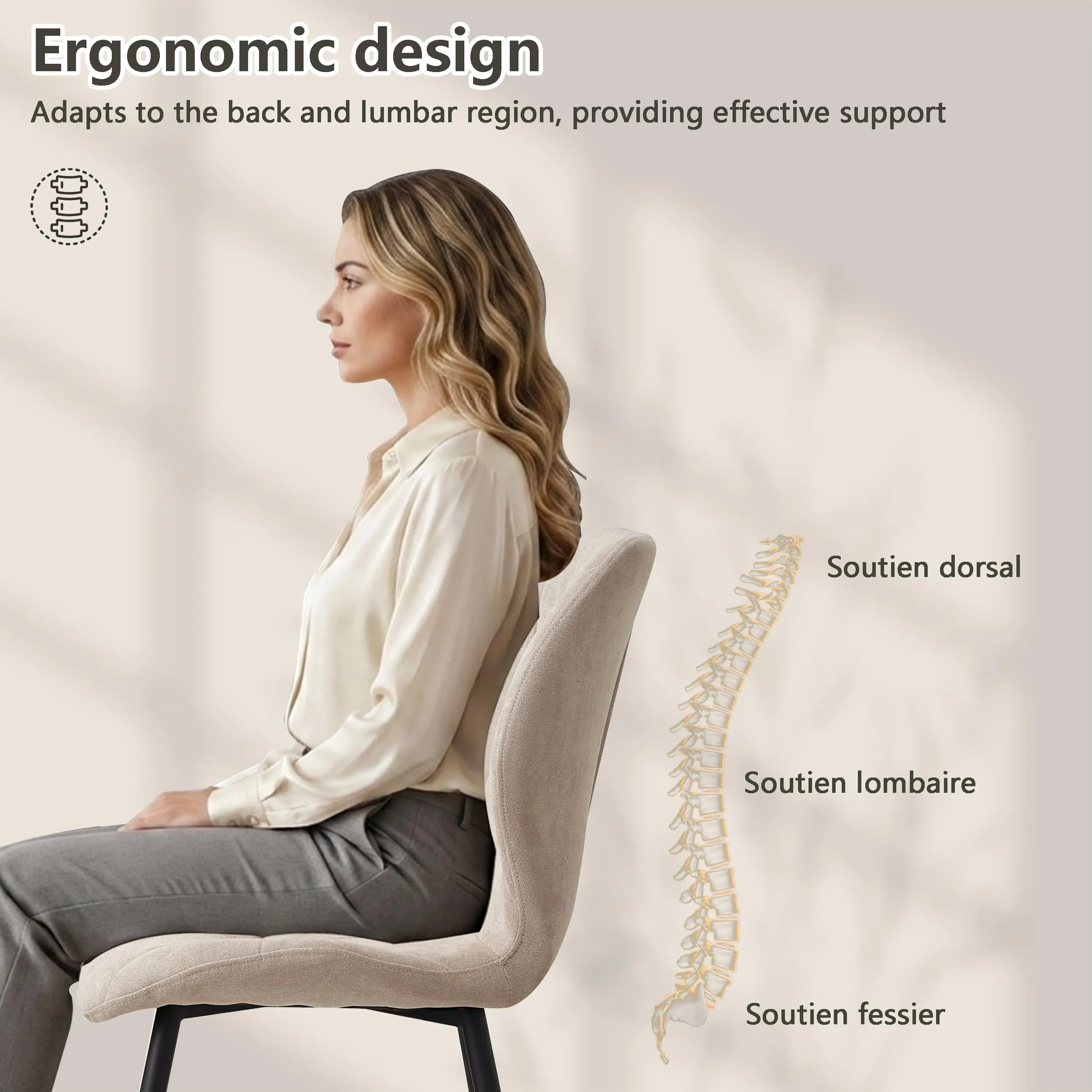 GrandCA HOME Set di 8 Sedie da Pranzo Imbottite, Sedie da Cucina Nordiche con Gambe in Metallo, Beige-R - immagine 5