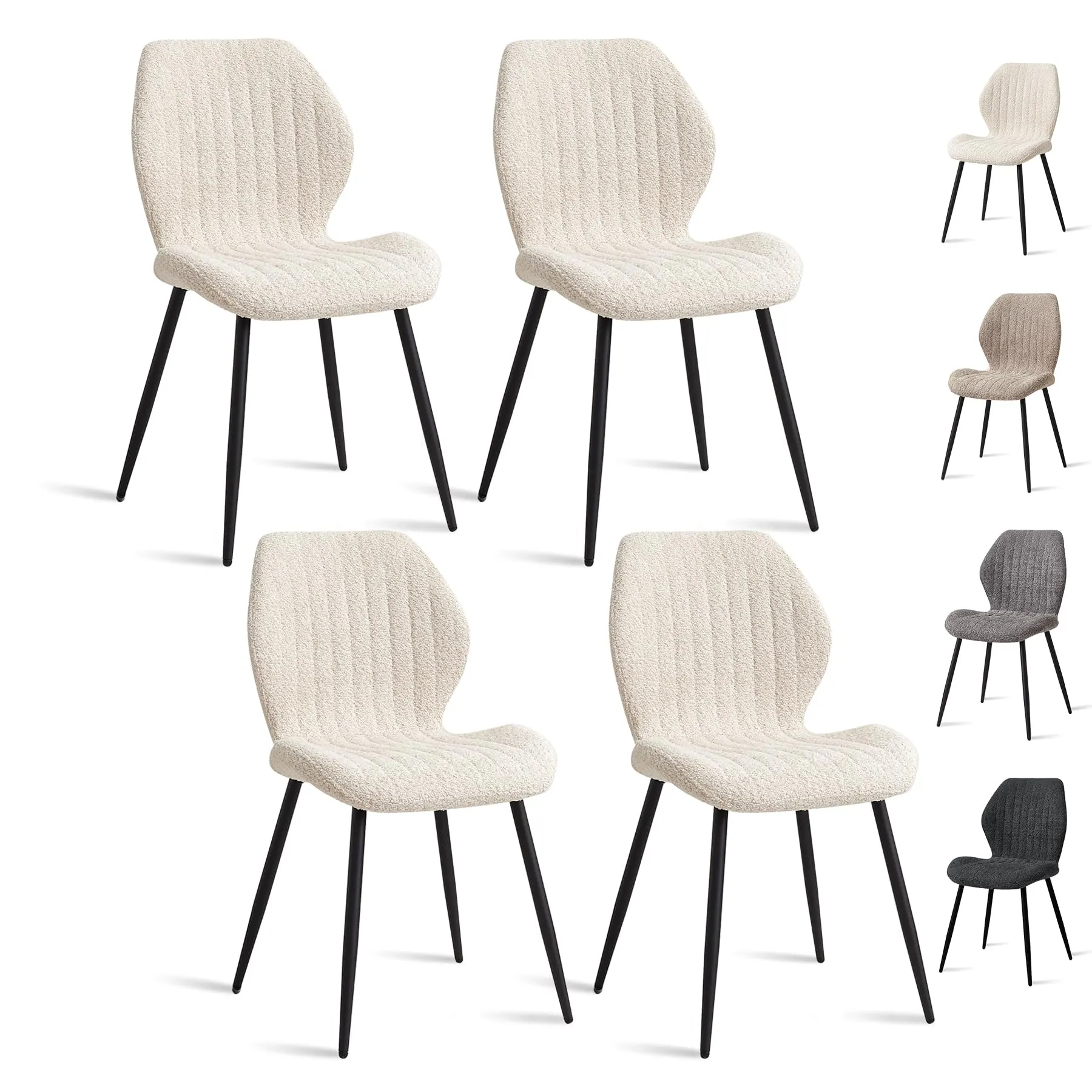 GrandCA HOME Set di 4 Sedie da Pranzo Imbottite, Sedie da Cucina e Soggiorno con Gambe in Metallo, Beige - immagine 1