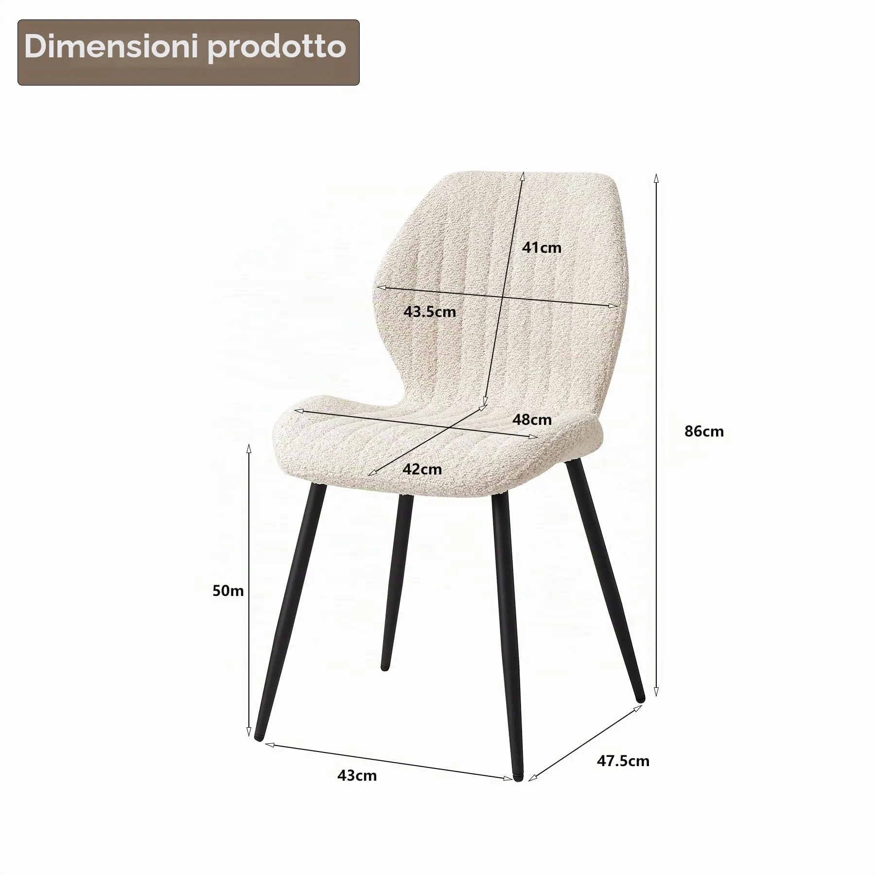 GrandCA HOME Set di 4 Sedie da Pranzo Imbottite, Sedie da Cucina e Soggiorno con Gambe in Metallo, Beige - immagine 3