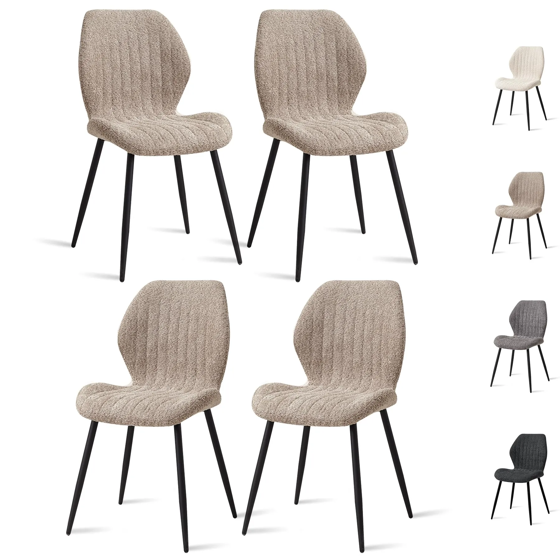 GrandCA HOME Set di 4 Sedie da Pranzo Imbottite, Sedie da Cucina e Soggiorno con Gambe in Metallo, Marrone - immagine 1