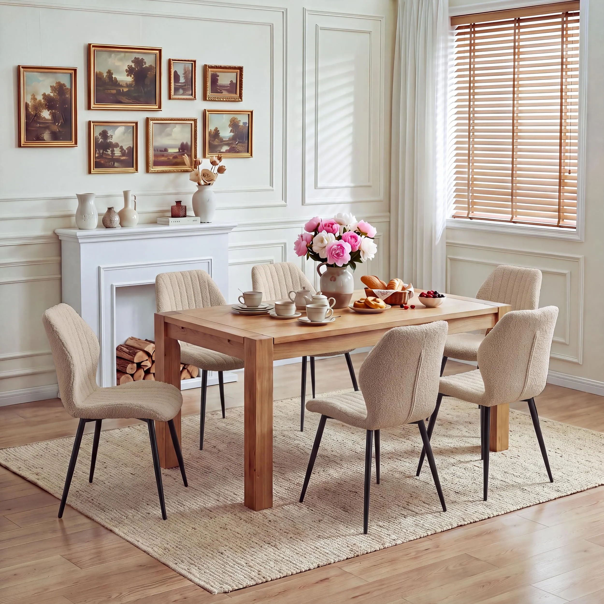 GrandCA HOME Set di 4 Sedie da Pranzo Imbottite, Sedie da Cucina e Soggiorno con Gambe in Metallo, Marrone - immagine 7