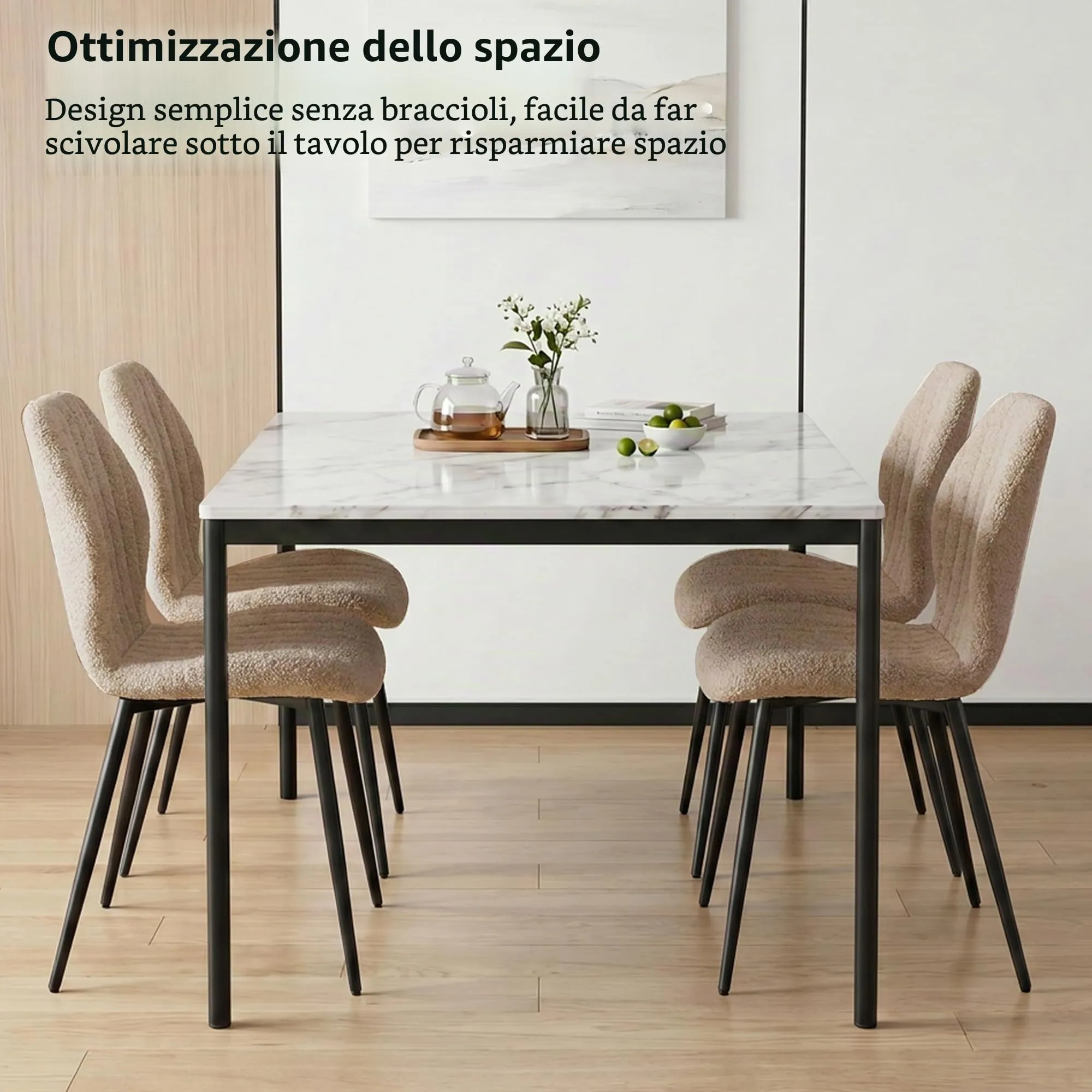 GrandCA HOME Set di 4 Sedie da Pranzo Imbottite, Sedie da Cucina e Soggiorno con Gambe in Metallo, Marrone - immagine 9