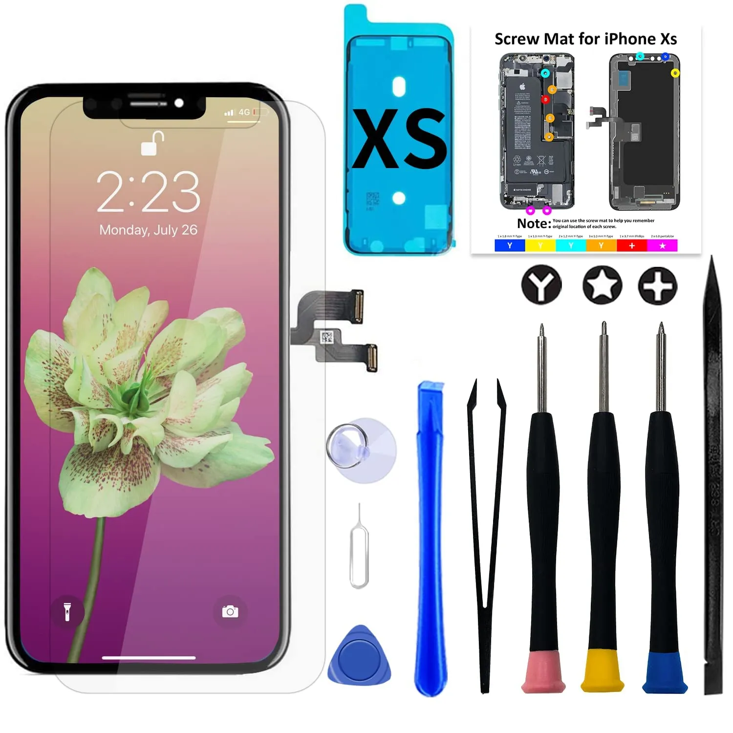 Brinonac LCD Display Digitizer Replacement Kit for iPhone XS 5.8" (A1920/A2097/A2098/A2099/A2100) - Black - immagine 1