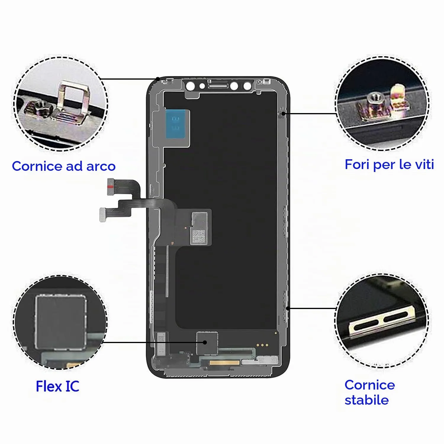 Brinonac LCD Display Digitizer Replacement Kit for iPhone XS 5.8" (A1920/A2097/A2098/A2099/A2100) - Black - immagine 7