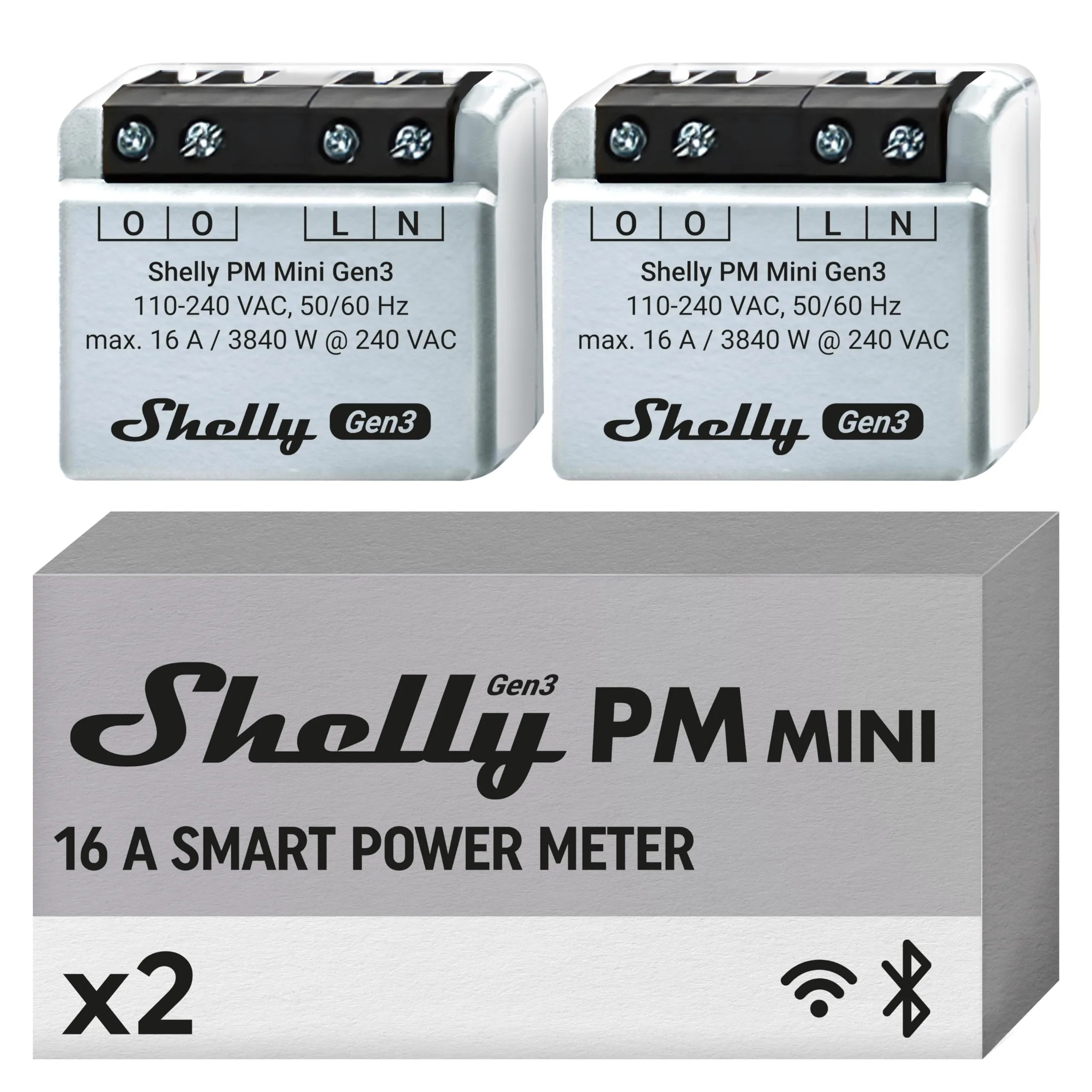 Shelly PM Mini Gen3 Misuratore di Potenza Smart Wi-Fi e Bluetooth (2 pz) - immagine 1