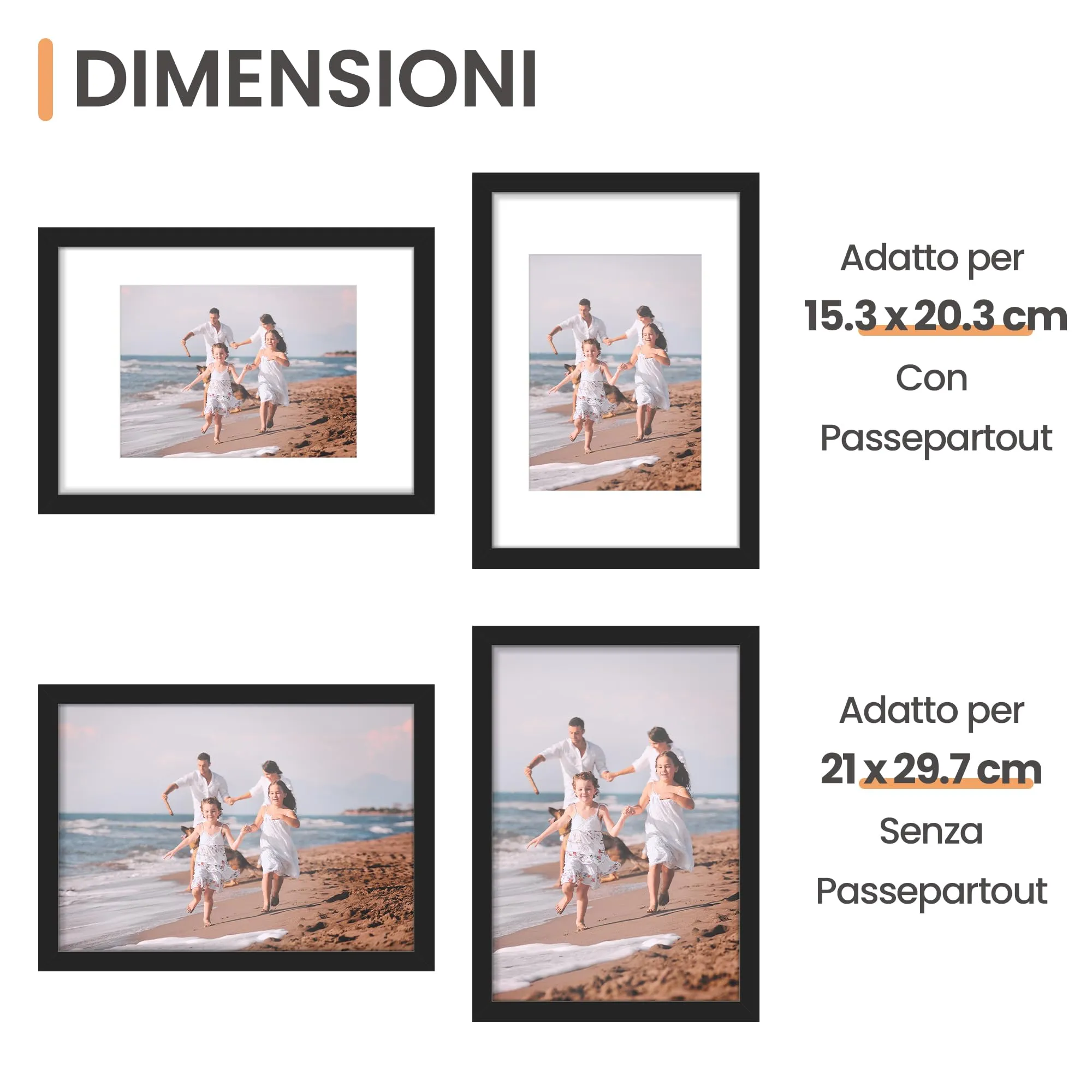 upsimples Cornici Portafoto Nere A4 21x29,7 cm, Set da 3 - immagine 2