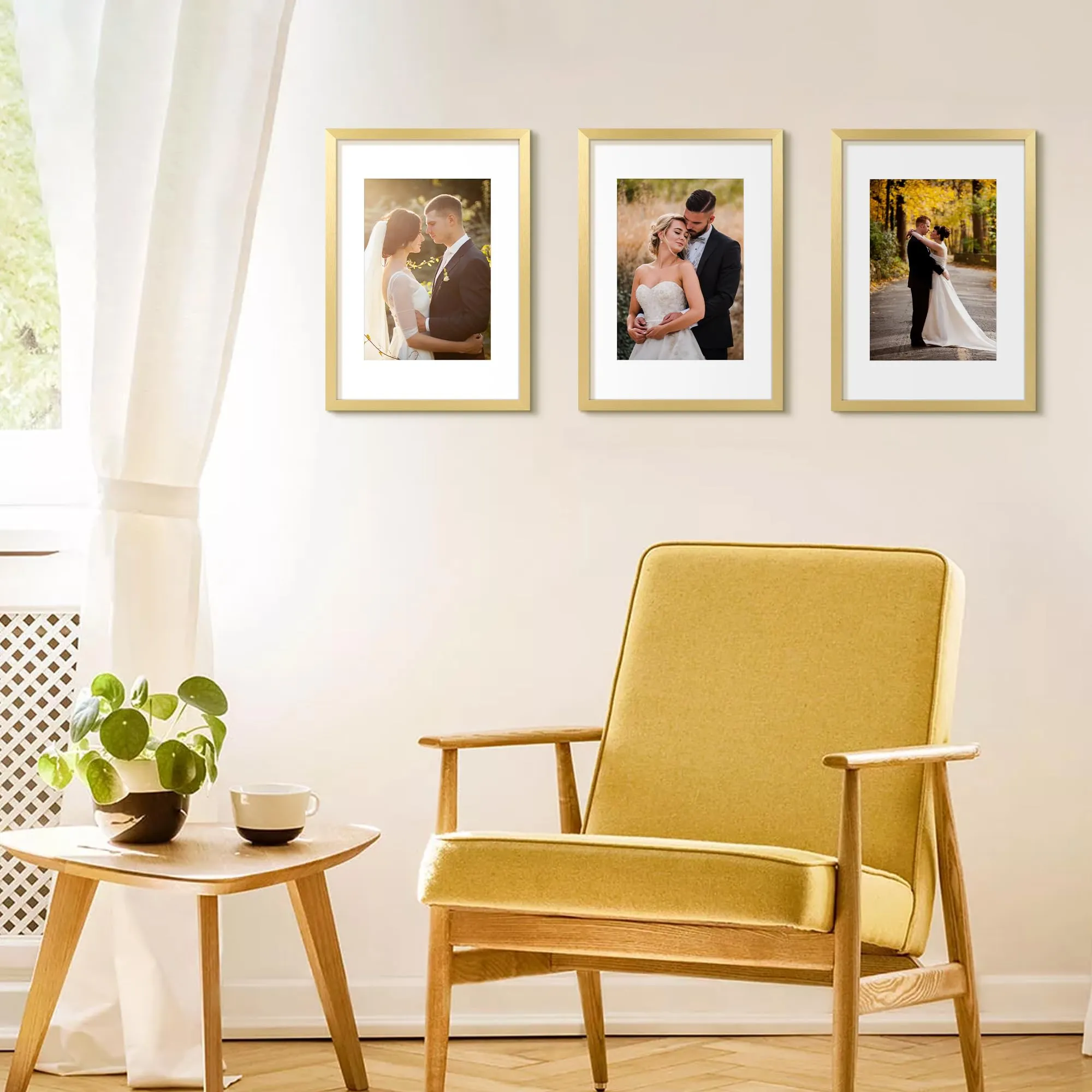 upsimples Cornici portafoto, Set da 3, A3 29,7 x 42 cm, Oro - immagine 2