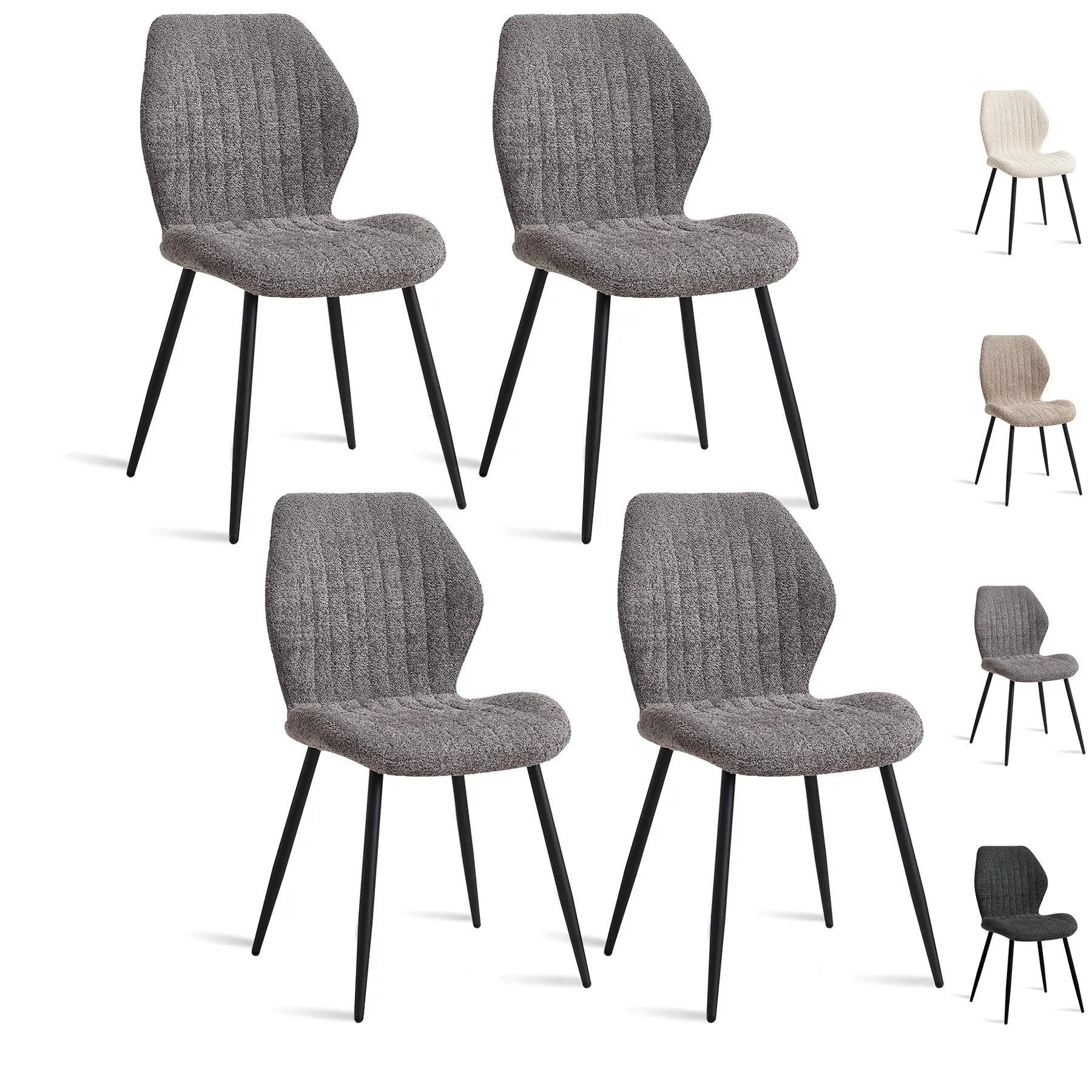 GrandCA HOME Set di 4 Sedie da Pranzo Imbottite, Sedie da Cucina Nordiche con Gambe in Metallo, Grigio - immagine 1