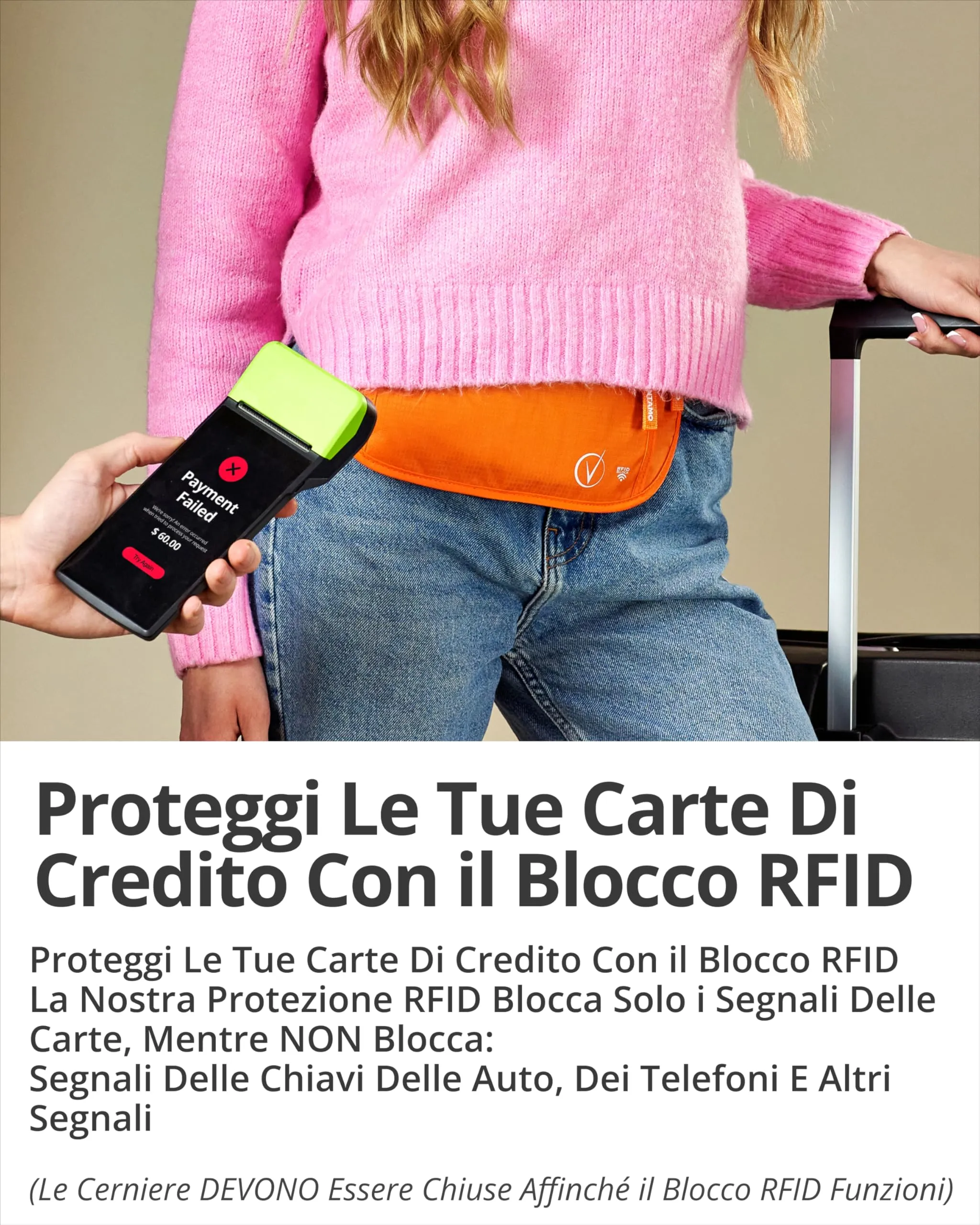 Vantamo Cintura Portasoldi da Viaggio con Protezione RFID per Passaporto e Telefono - immagine 3
