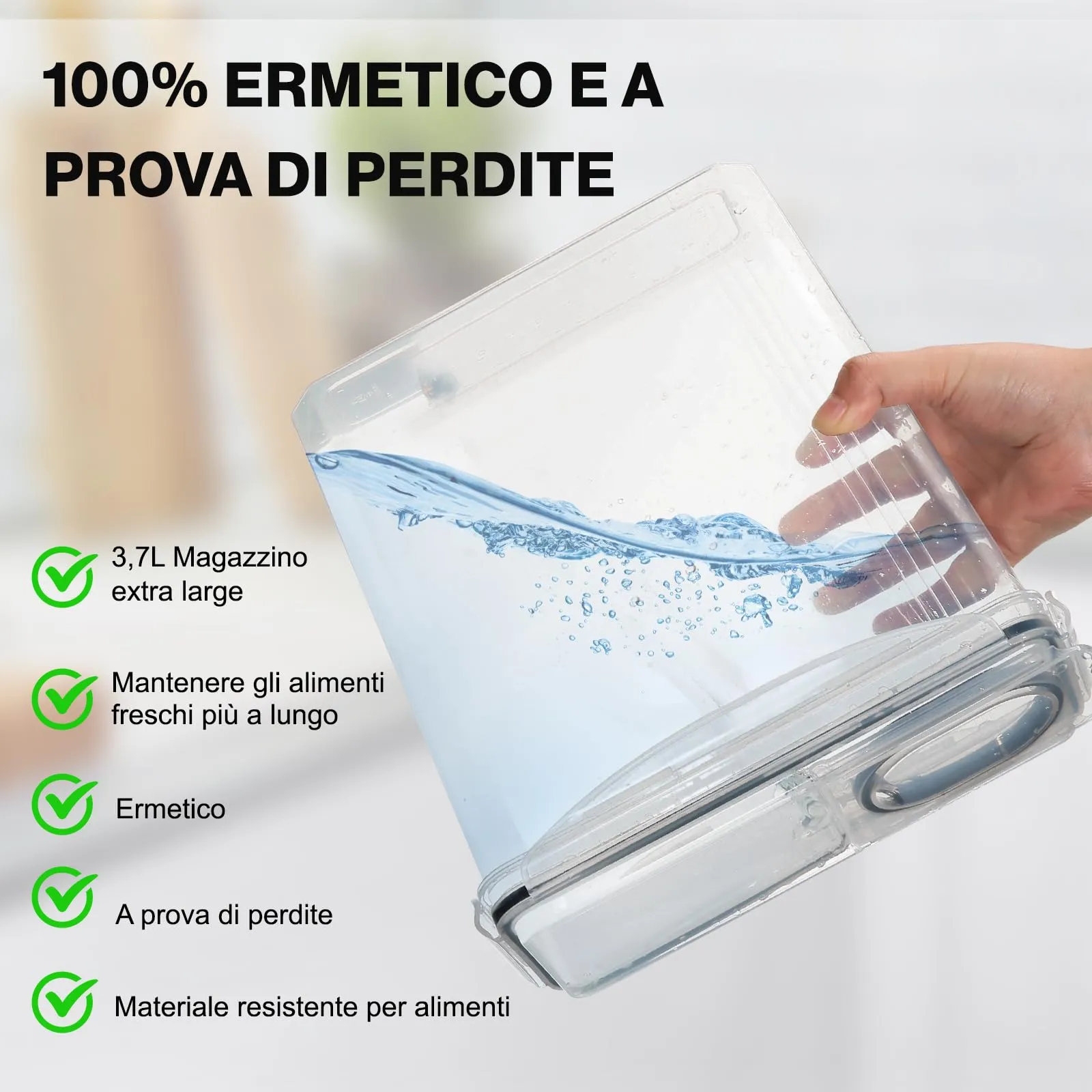 YASHE Contenitori Ermetici per Alimenti in Plastica Senza BPA, Set di 2 (3,7L) - immagine 3