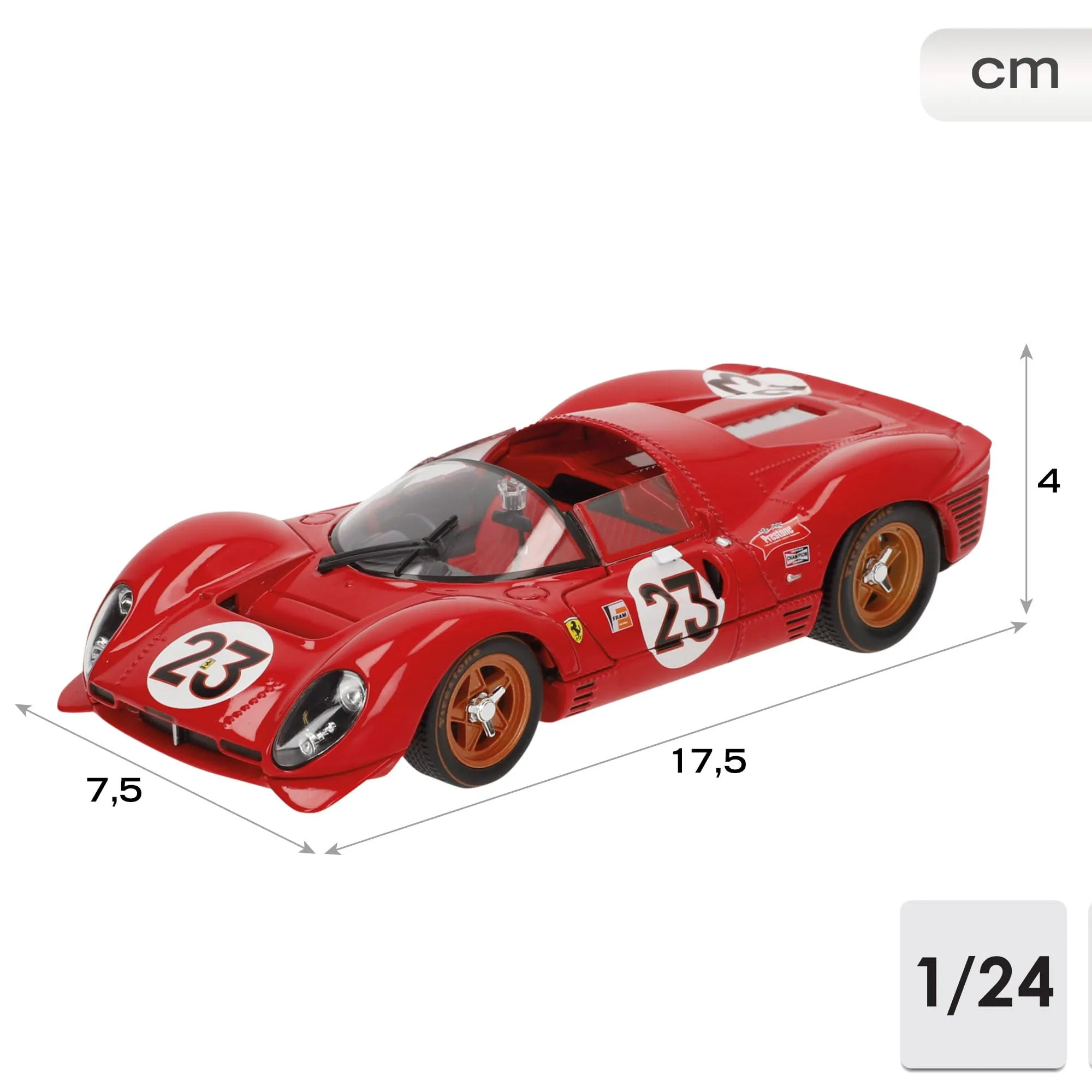 Bburago Ferrari 330 P4 Daytona 1967 Diecast Model Car 1:24 Scale - immagine 3