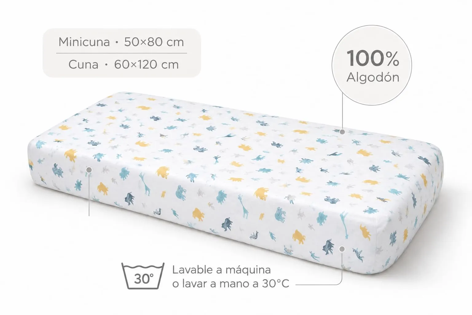 TRAMAS+ Set di Lenzuola per Culla e Miniculla in Cotone, 3 Pezzi, 60x120 cm, Jimmy Indigo - immagine 4