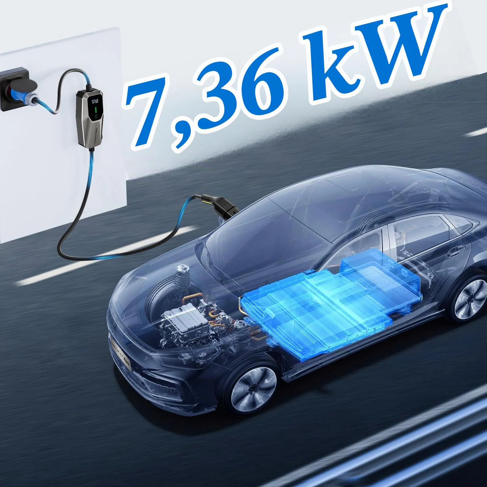 VDLPOWEREU Cavo di Ricarica Auto Elettrica Tipo 2, 7.36 kW, 6-32A, 5m Monofase CEE 3 pin, IEC 62196-2, Modello EC20 - immagine 2