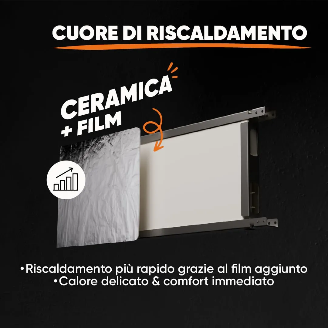 Bestherm Freya Radiatore Elettrico a Inerzia Secca Ceramica e Pellicola 1000W Orizzontale Bianco - immagine 4