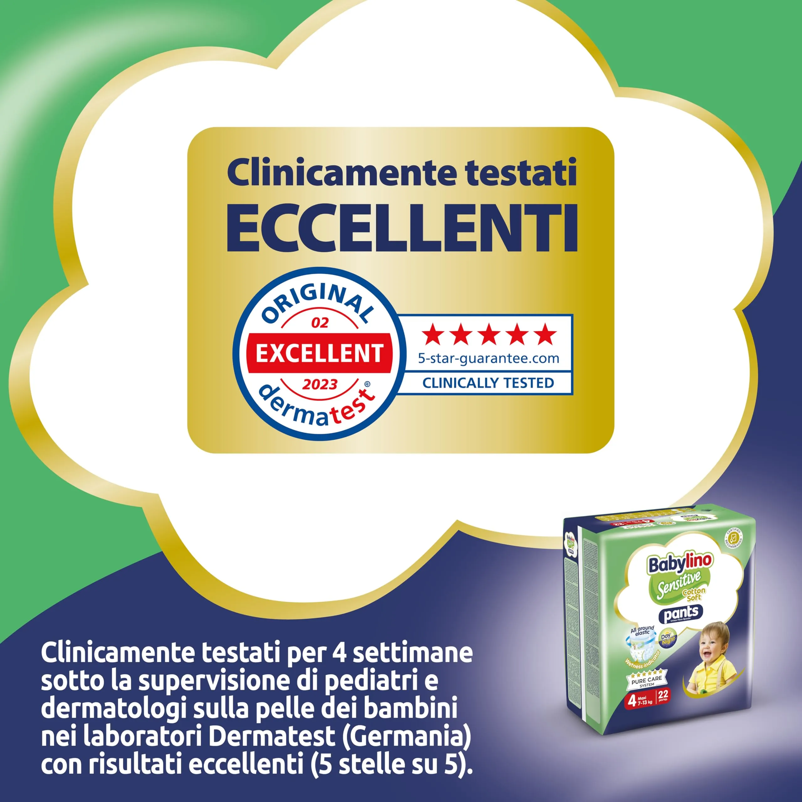 Babylino Sensitive Cotton Soft Pannolini Mutandina Taglia 4, Pants Maxi (7-13kg), 132 Unità - immagine 9