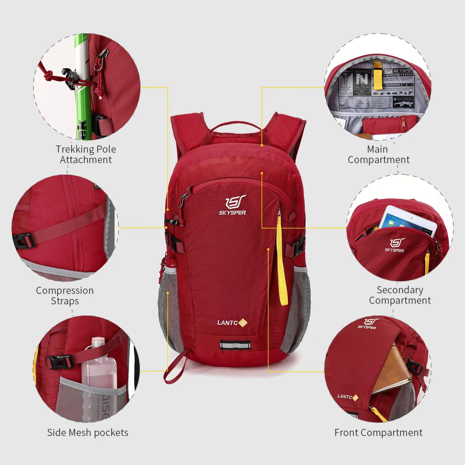SKYSPER Zaino da Hiking 20L Tartan - immagine 5