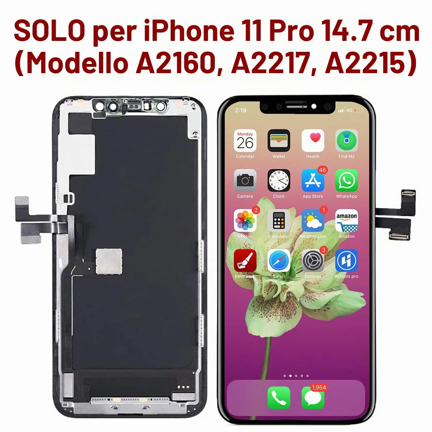 Brinonac Display LCD 5,8" per iPhone 11 Pro Sostituzione Digitizer FHD COF - immagine 2
