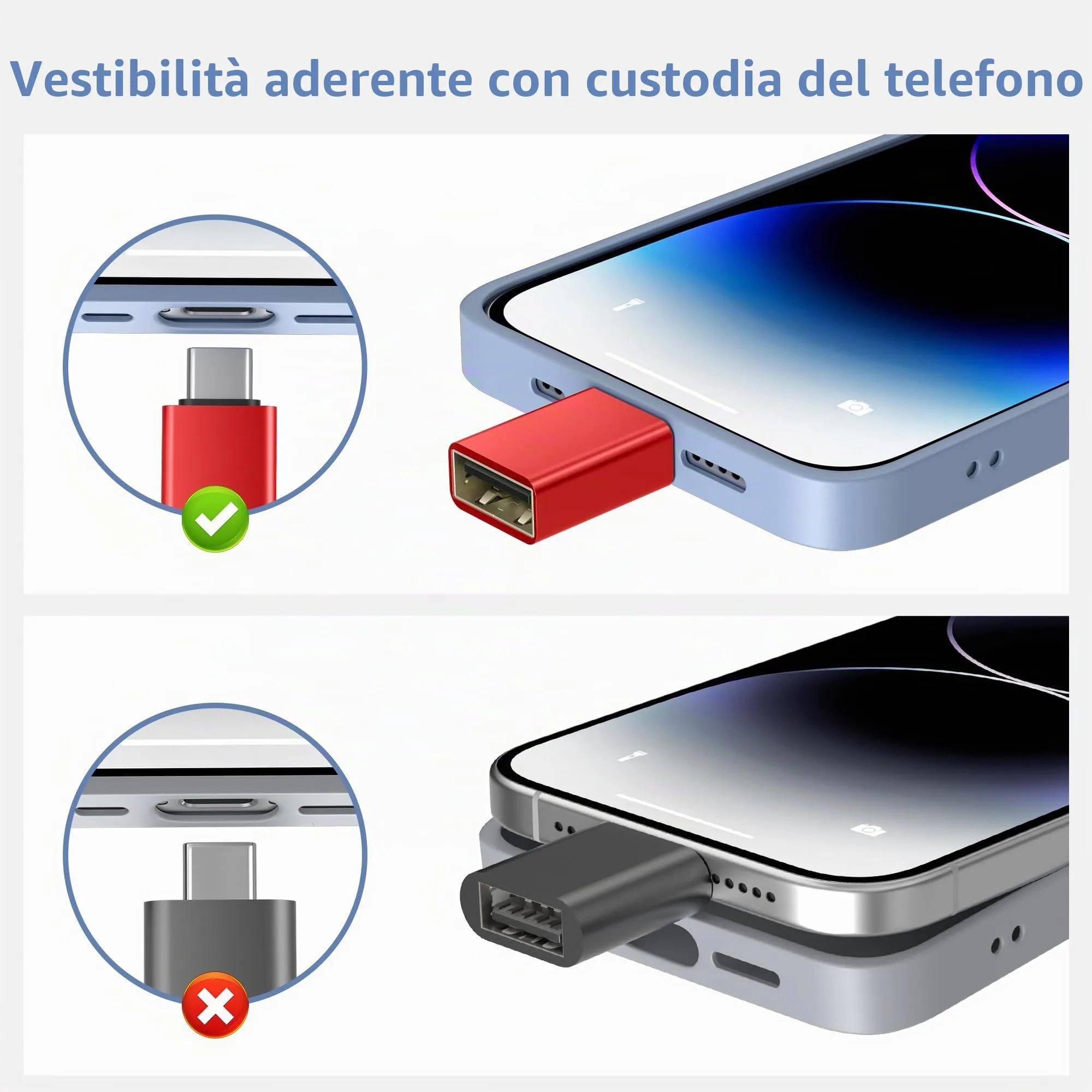 BASESAILOR Adattatore USB-C a USB 3.2 Femmina OTG, 3 Pezzi - immagine 8