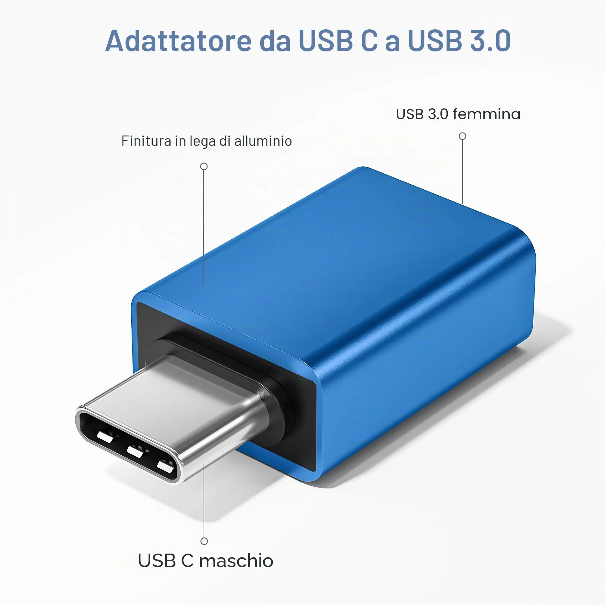 BASESAILOR Adattatore USB-C a USB 3.2 Femmina OTG, 3 Pezzi - immagine 2