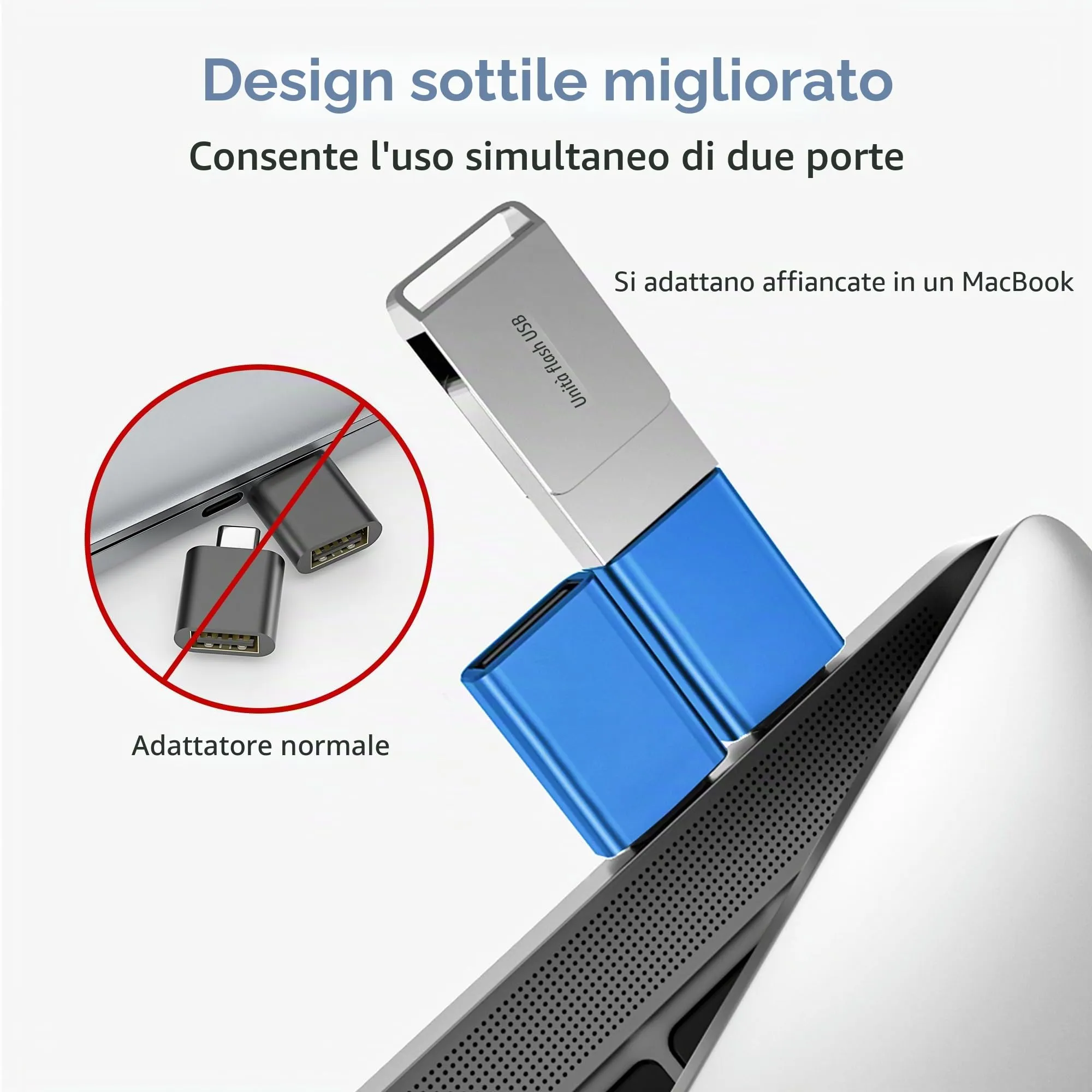 BASESAILOR Adattatore USB-C a USB 3.2 Femmina OTG, 3 Pezzi - immagine 3