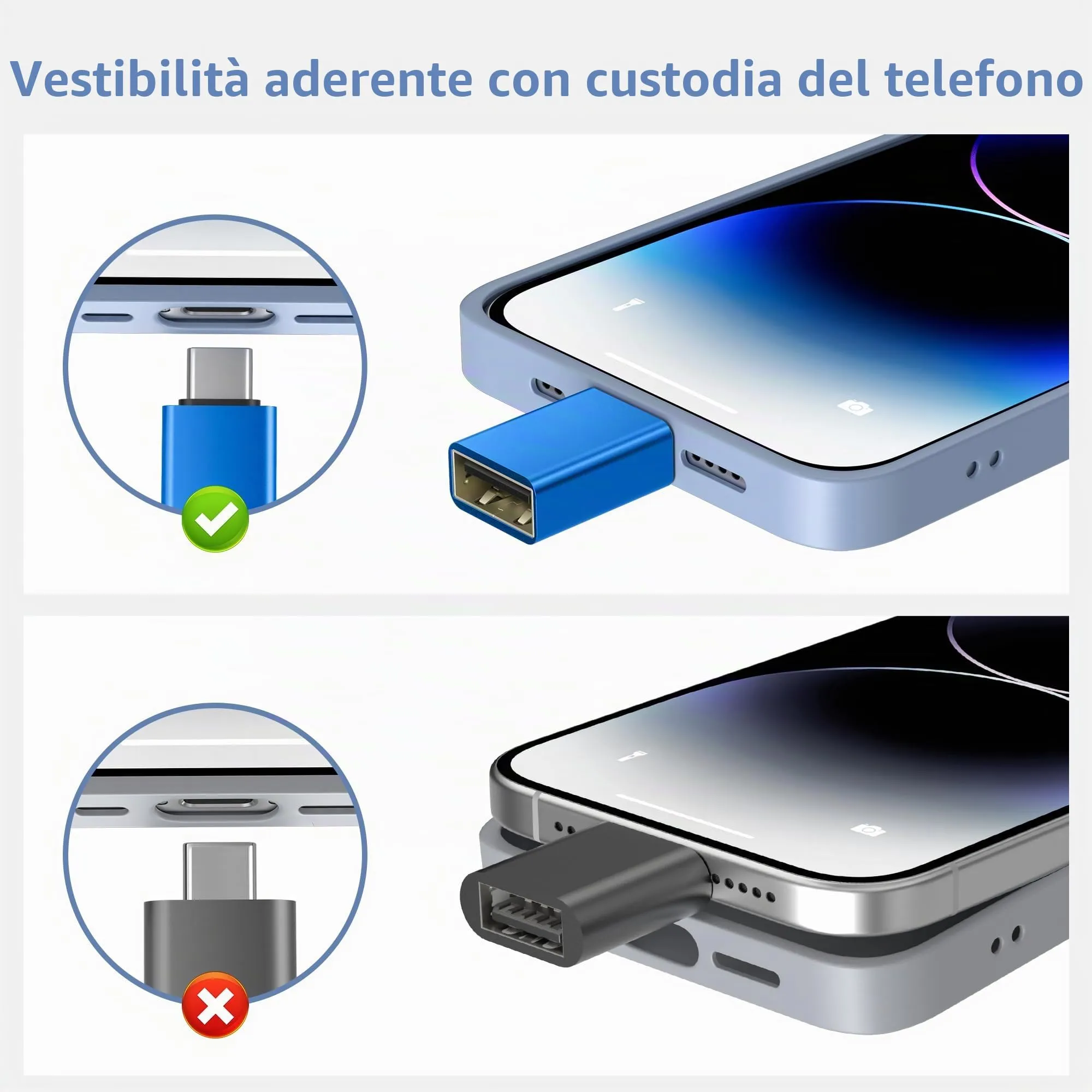 BASESAILOR Adattatore USB-C a USB 3.2 Femmina OTG, 3 Pezzi - immagine 8