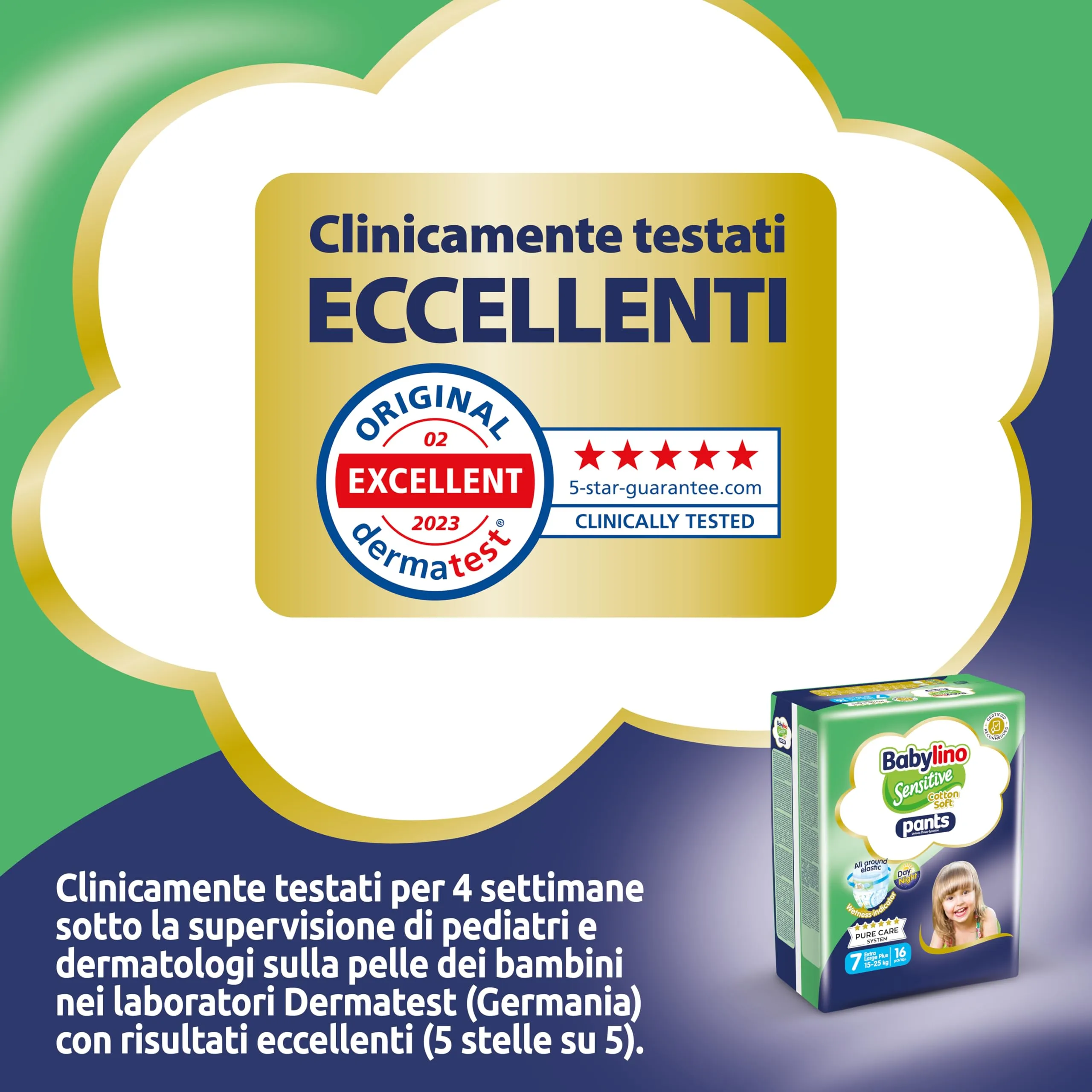Babylino Sensitive Cotton Soft Pannolini Mutandina Taglia 7, Pants XL Plus (15-25 Kg), 96 Unità - immagine 9