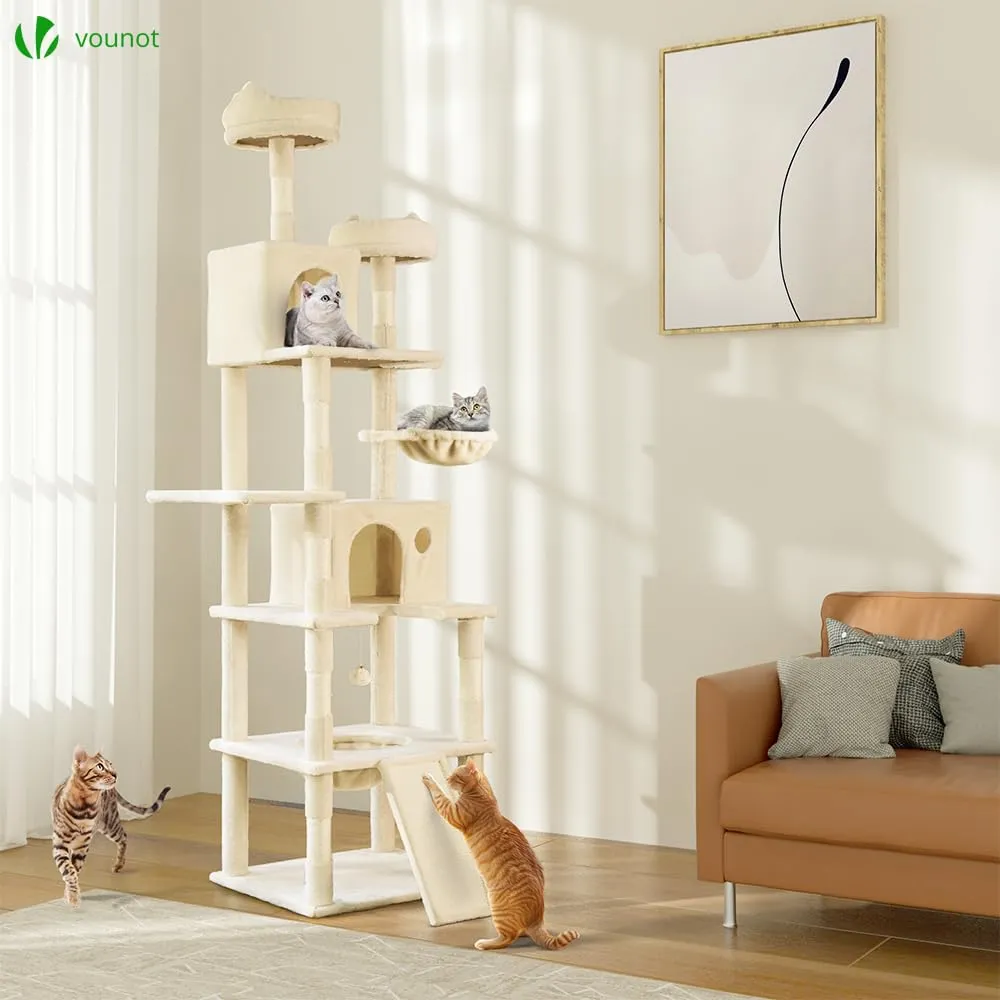 VOUNOT Castello per Gatti XXL con Tiragraffi, 215cm, Beige - immagine 2