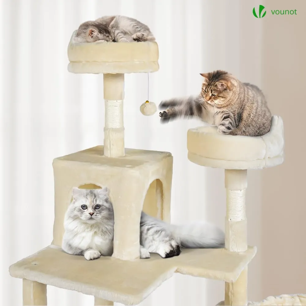 VOUNOT Castello per Gatti XXL con Tiragraffi, 215cm, Beige - immagine 4