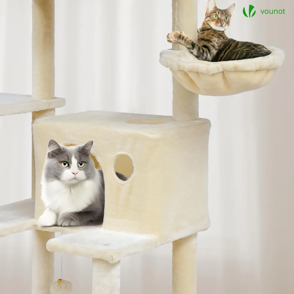 VOUNOT Castello per Gatti XXL con Tiragraffi, 215cm, Beige - immagine 5