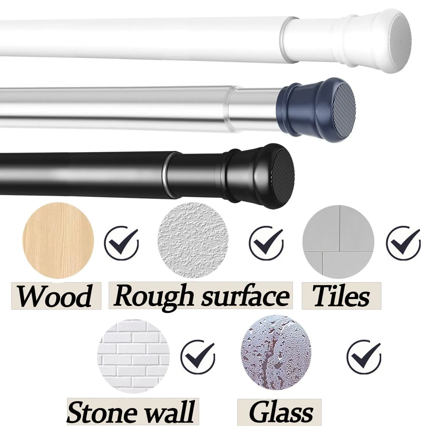Rod&Trikin Asta Telescopica per Tende a Pressione, Argento 75-170cm - immagine 5