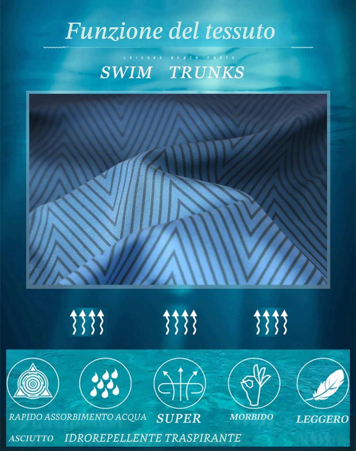 APTRO Pantaloncini da Bagno Uomo Stampa Hawaiana Blu Gradiente MK055 S - immagine 5