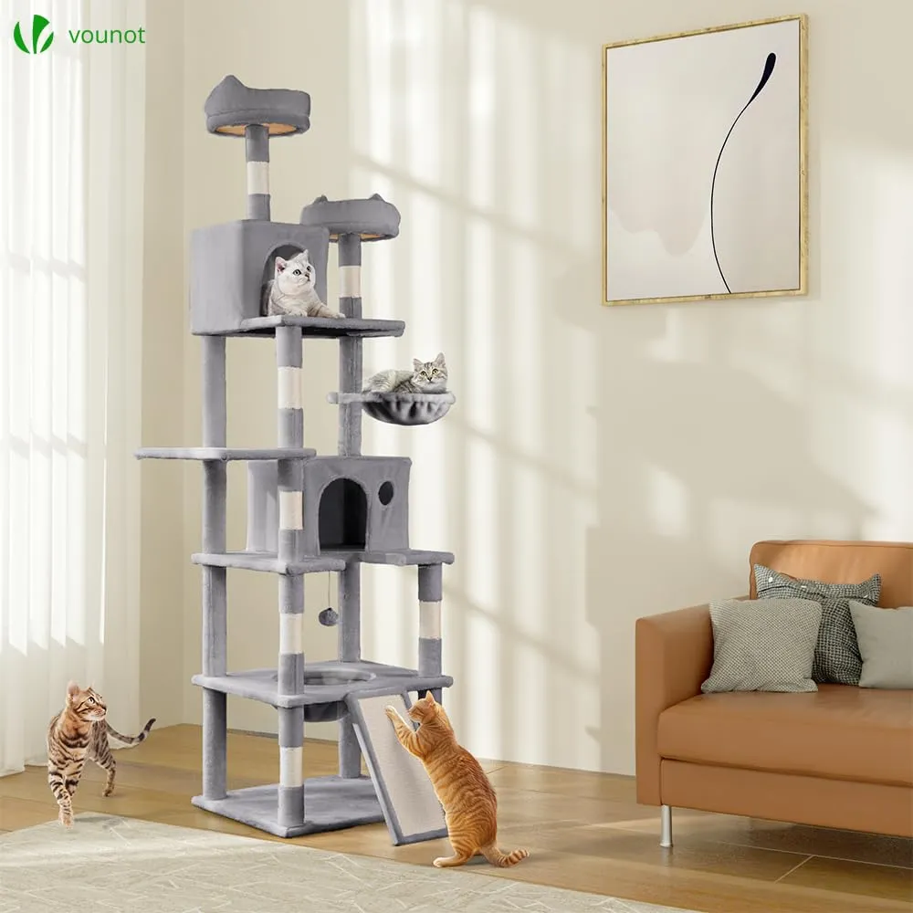 VOUNOT Castello per Gatti XXL con Tiragraffi, 215cm, Grigio - immagine 2