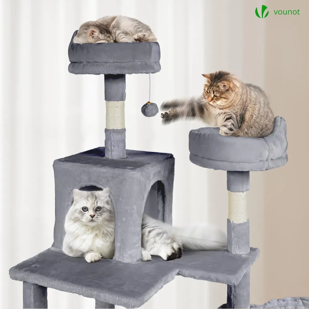 VOUNOT Castello per Gatti XXL con Tiragraffi, 215cm, Grigio - immagine 4
