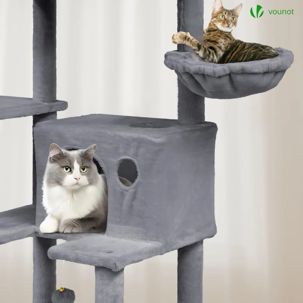 VOUNOT Castello per Gatti XXL con Tiragraffi, 215cm, Grigio - immagine 5