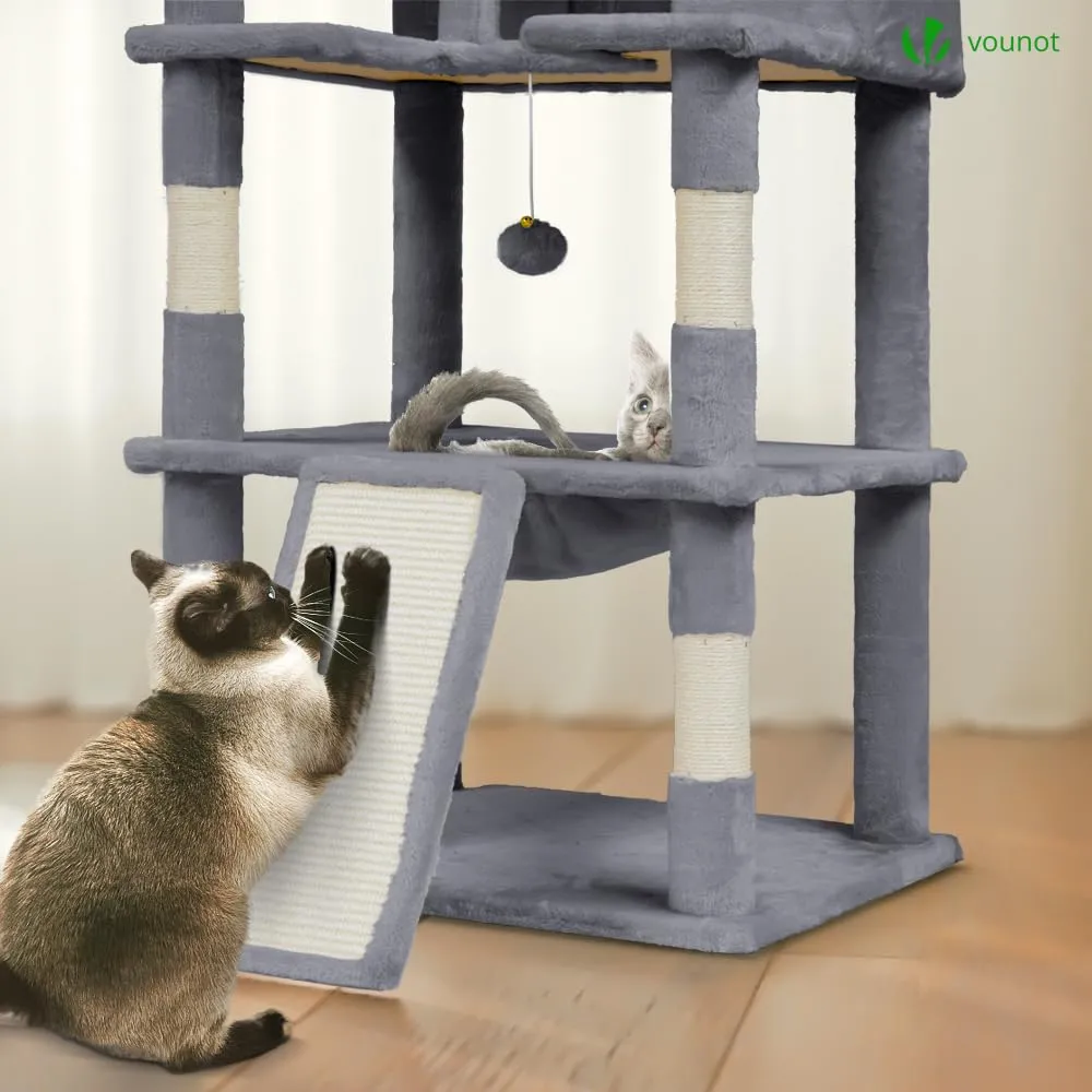 VOUNOT Castello per Gatti XXL con Tiragraffi, 215cm, Grigio - immagine 6