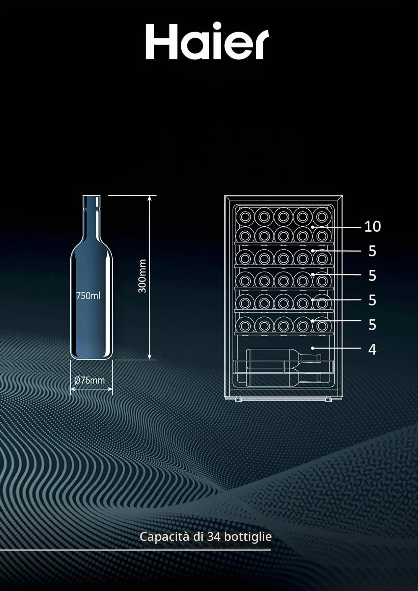 Haier Wine Bank 50 Serie 3 Cantinetta Vino 34 Bottiglie Monozona Classe G - immagine 7