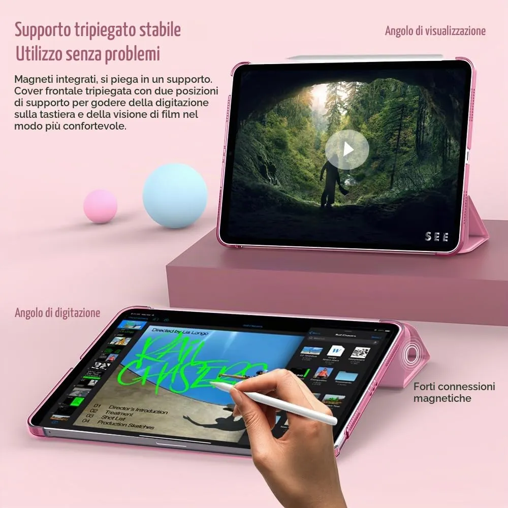 TiMOVO Cover per iPad Air 11" M4/M3/M2, Air 5a/4a Gen 10.9", Rosa Fondente - immagine 6
