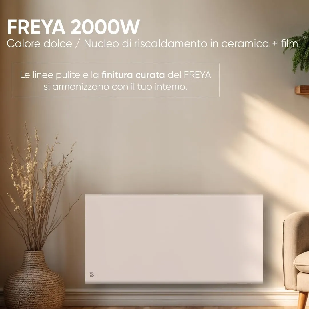 Bestherm Freya Radiatore Elettrico a Inerzia Secca 2000W Orizzontale Bianco - immagine 2