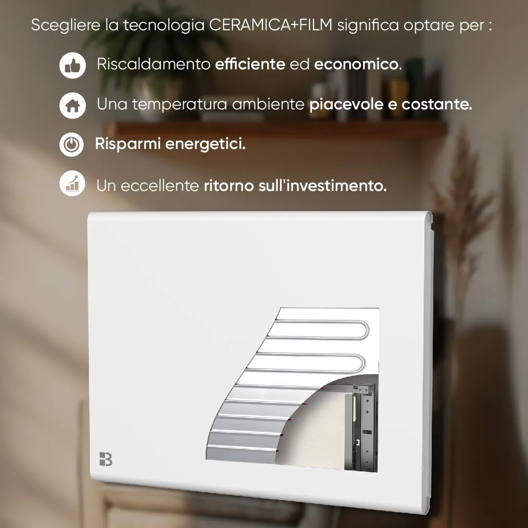 Bestherm Freya Radiatore Elettrico a Inerzia Secca 2000W Orizzontale Bianco - immagine 3