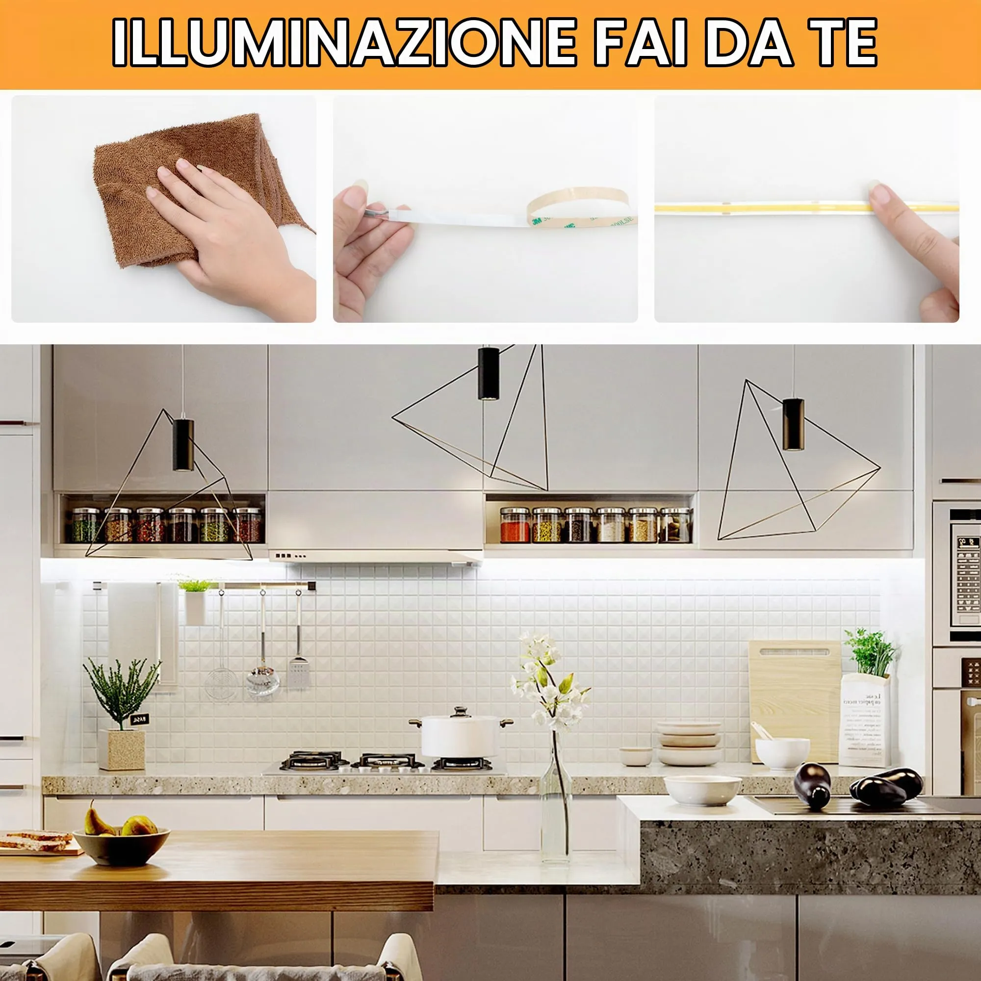 AXMOTUT Striscia LED COB 3m 24V Bianco Freddo 6000K, 320LEDs/m, CRI90+, con Alimentatore e Telecomando RF - immagine 5