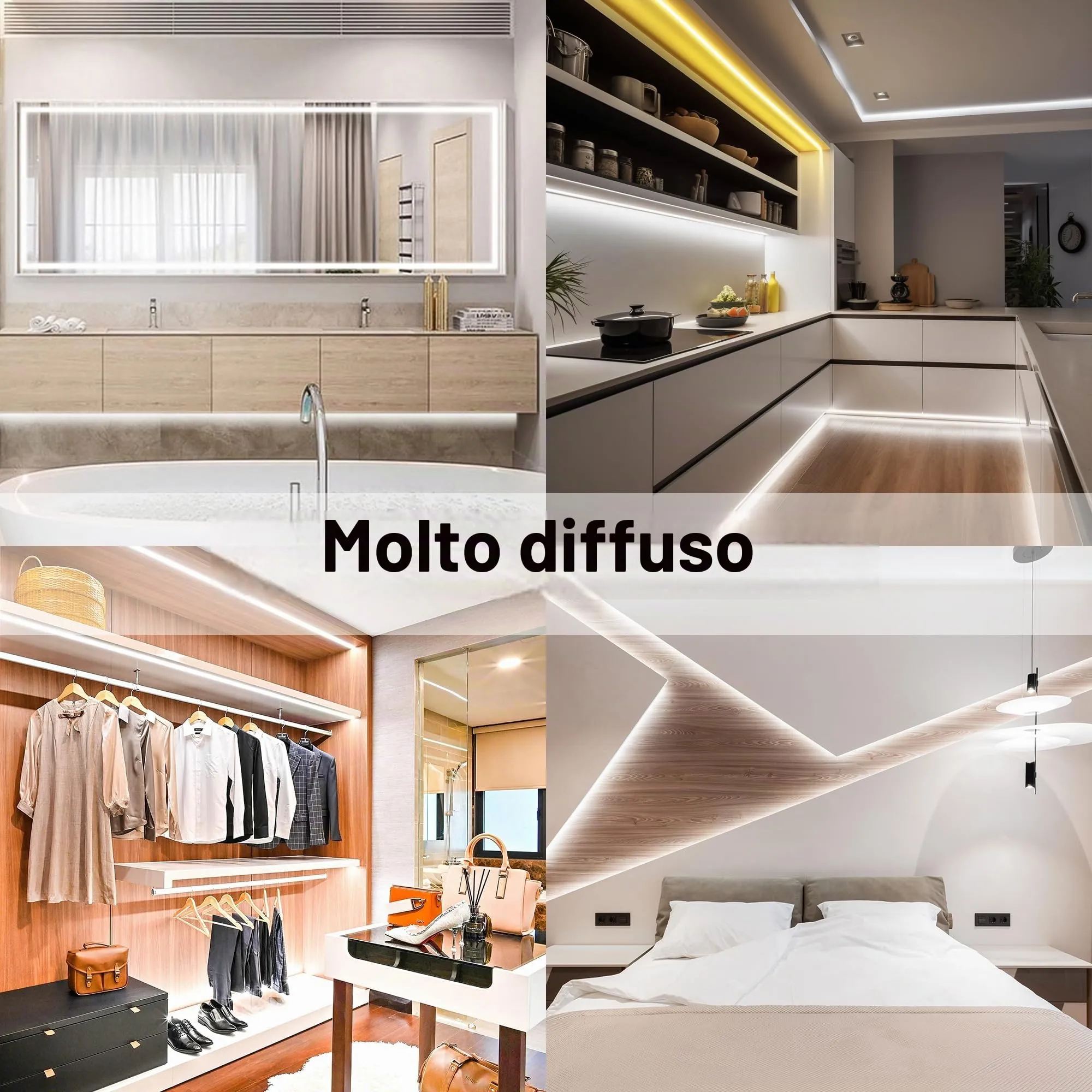AXMOTUT Striscia LED COB 3m 24V Bianco Freddo 6000K, 320LEDs/m, CRI90+, con Alimentatore e Telecomando RF - immagine 6