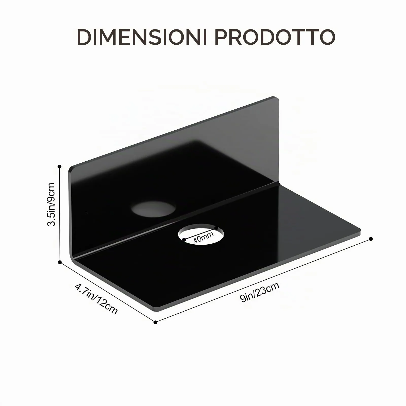 Toski Set di 2 Mensole Autoadesive da Parete in Acrilico, 23 cm, Nero - immagine 3