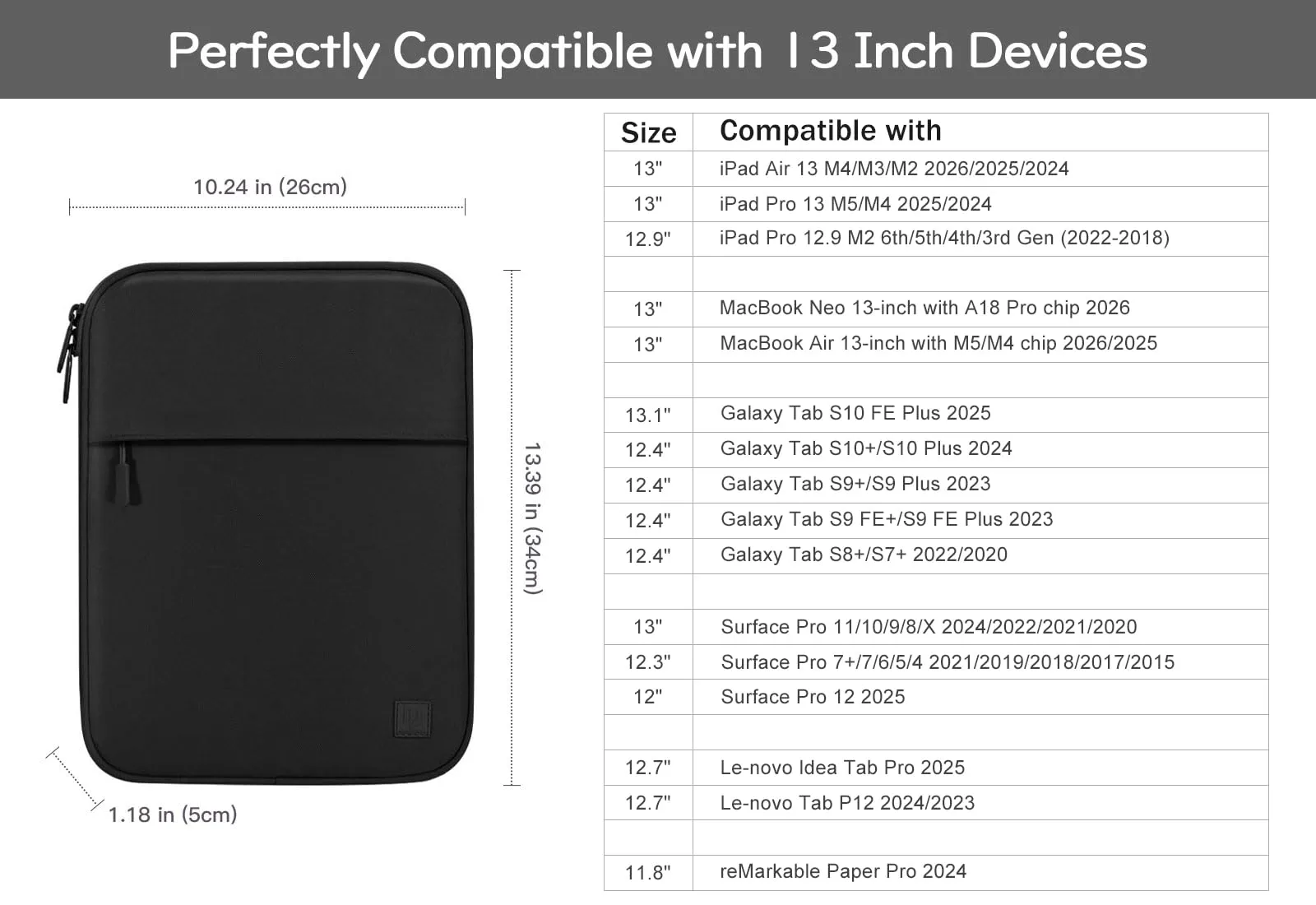 Dadanism Custodia Borsa Portatile per Tablet 13 Pollici, Nero - immagine 2