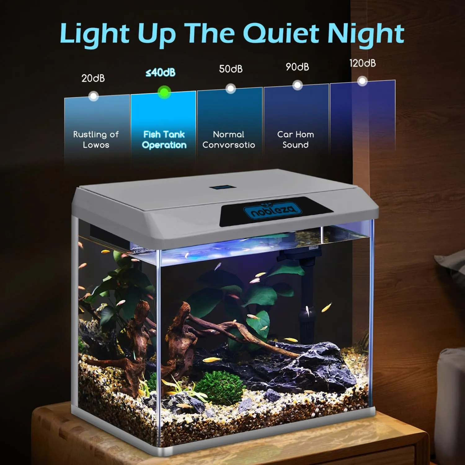 Nobleza Piccolo Acquario 54L con Illuminazione LED e Sistema di Filtraggio Integrato, Bianco - immagine 2