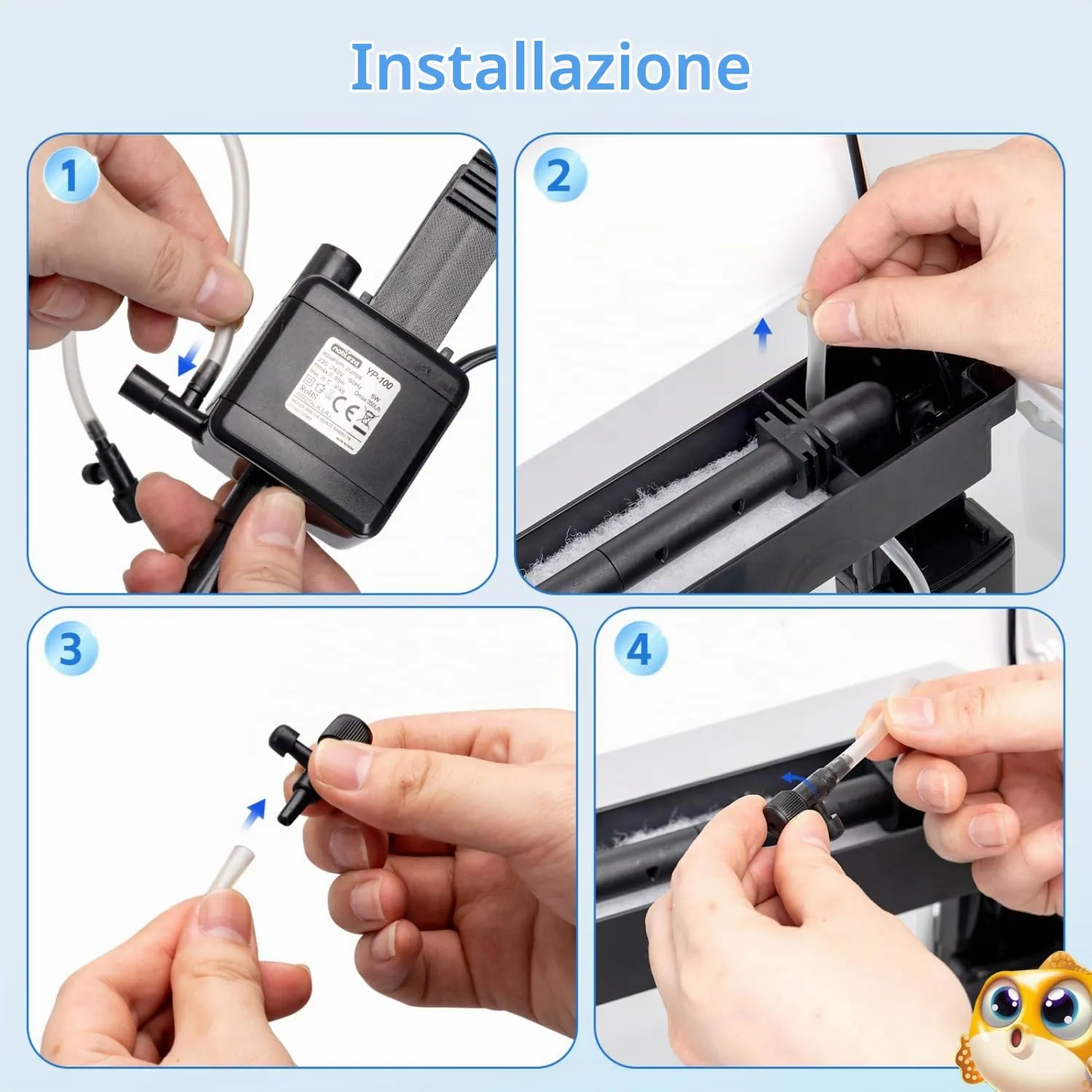 Nobleza Piccolo Acquario 54L con Illuminazione LED e Sistema di Filtraggio Integrato, Bianco - immagine 6