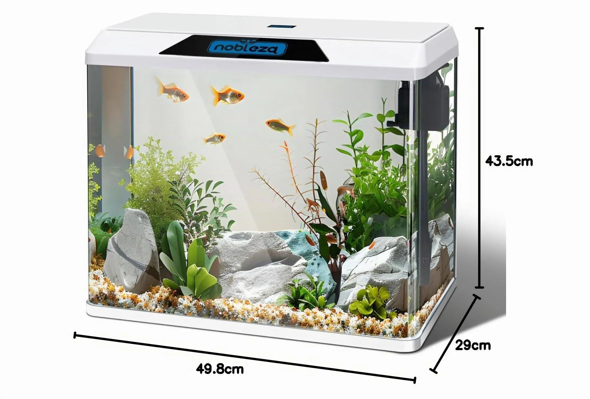 Nobleza Piccolo Acquario 54L con Illuminazione LED e Sistema di Filtraggio Integrato, Bianco - immagine 8