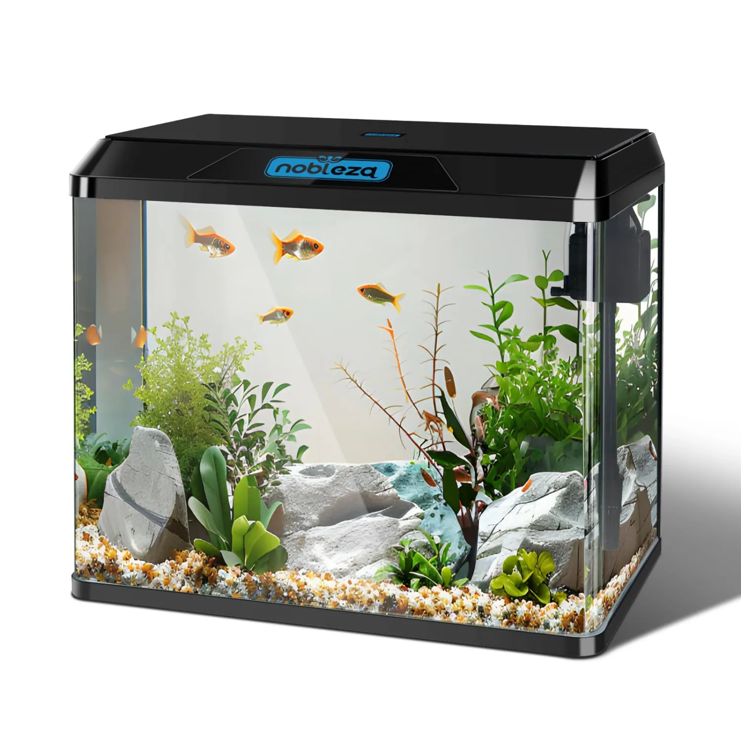 Nobleza Piccolo Acquario Completo 54L con Illuminazione a LED e Sistema di Filtraggio Integrato, Nero - immagine 1