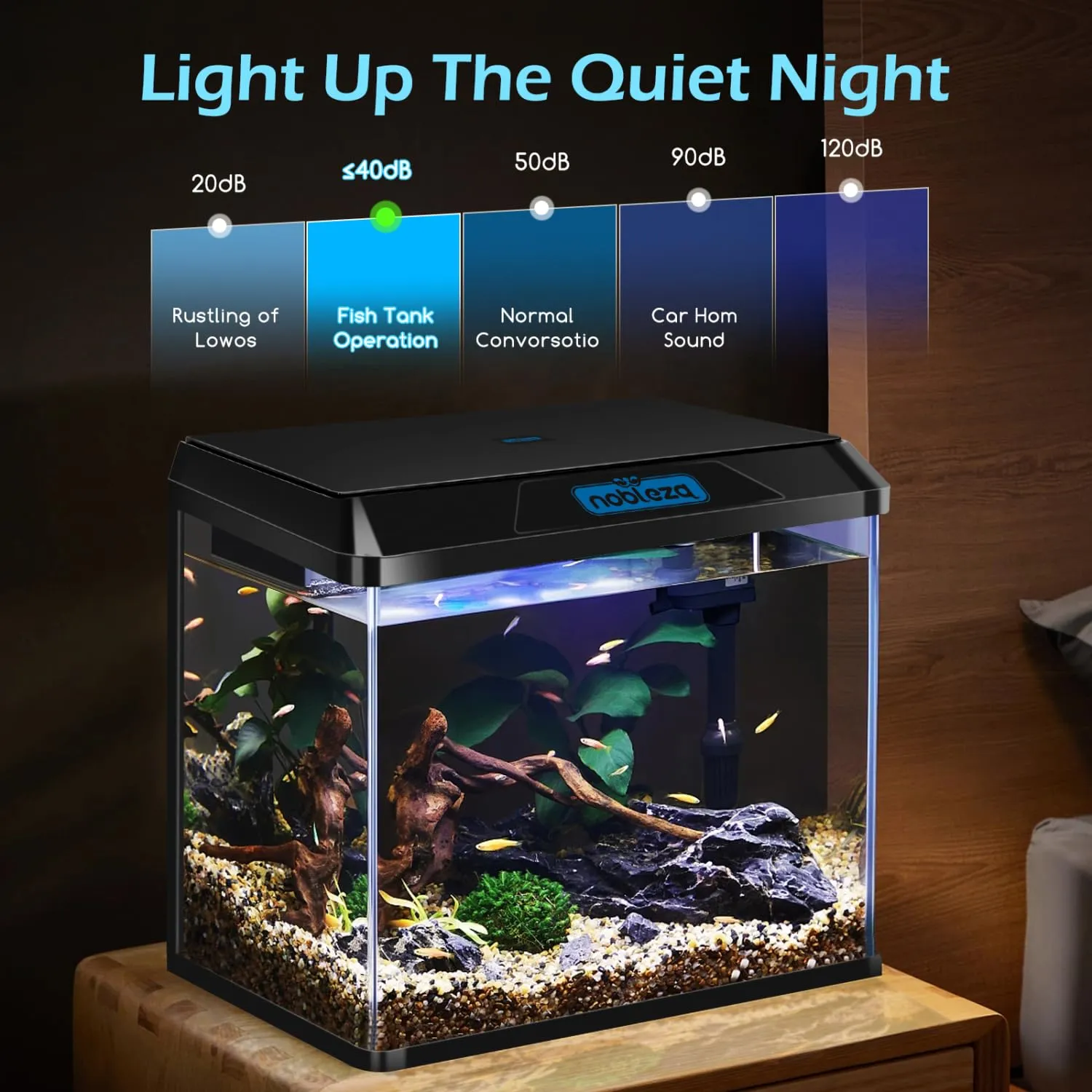 Nobleza Piccolo Acquario Completo 54L con Illuminazione a LED e Sistema di Filtraggio Integrato, Nero - immagine 2