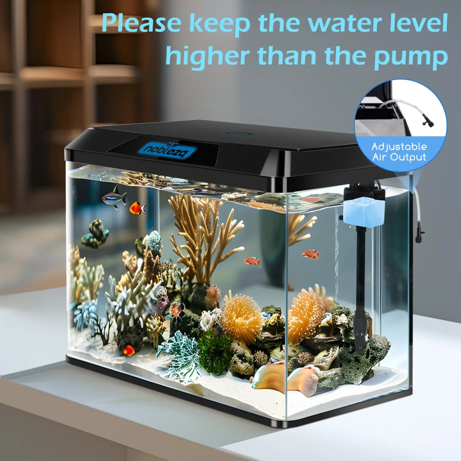 Nobleza Piccolo Acquario Completo 54L con Illuminazione a LED e Sistema di Filtraggio Integrato, Nero - immagine 5